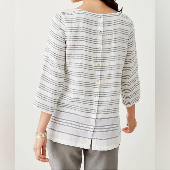 J. Jill Linen Striped Top, Medium - Picture 3 of 10